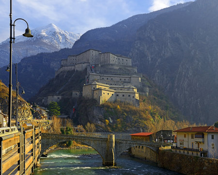 Fortress of Bard in Italy. Strength Bard in the Aosta Valley is one of the largest in the area.
