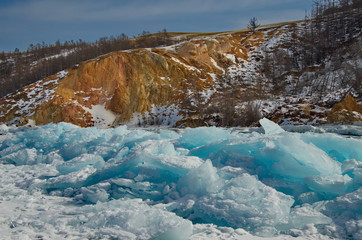 Fototapeta na wymiar Russia. A pile of ice on lake Baikal.