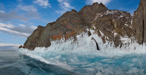 Russia. A pile of ice on lake Baikal.