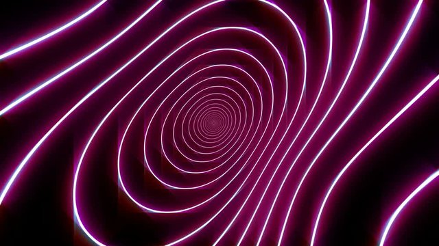 Violet abstract neon lines animation on dark background.