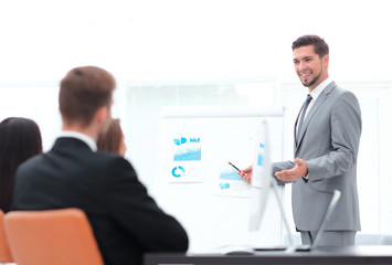 Business man making a presentation in the office.