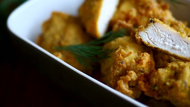 chicken fried in batter with dill