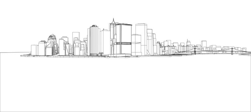 Wire-frame New York City, Blueprint Style