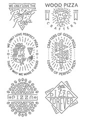 Black on white pizza signs collection