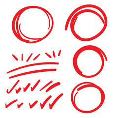 Red Teacher Grading Marks with Pen, showing correct / incorrect graded papers