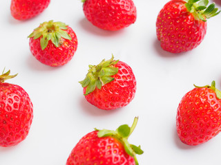 Seamless pattern with strawberry. Tropical abstract background. Strawberry on the white background