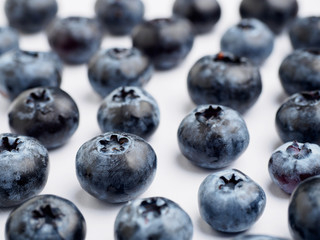 Many blueberries on the white background. isolated