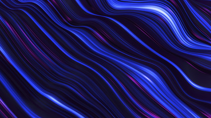 abstract violet-blue neon wave line filed