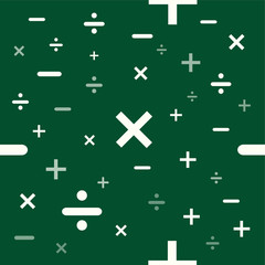 Seamless mathematics or math education background texture in vector format ready for tiling.green blackboard