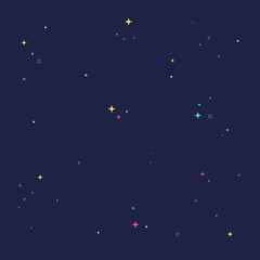 Illustration of the Big Dipper and Little Dipper constellation on starry sky background. pink, cyan and yellow star seamless background.