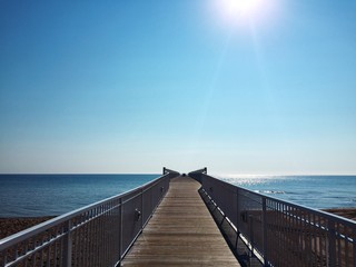 boardwalk leading into the great lakes