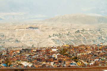 Obraz premium Arequipa neighborhood (Peru) at the base of the Misti volcano