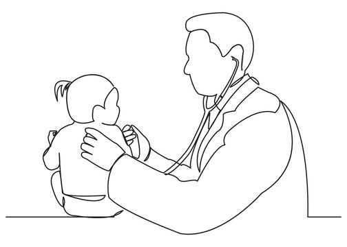 the doctor examines the baby