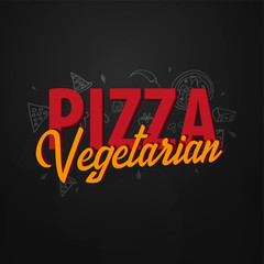 Pizza food menu for restaurant and cafe. Design banner with hand-drawn graphic elements in doodle style. Vector Illustration