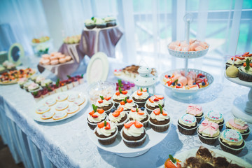 Buffet with a variety of delicious sweets, food ideas, celebration