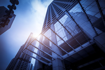 Fototapeta premium Commercial building has a low angle view in shanghai China