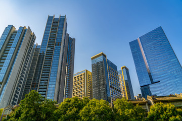 Commercial building has a low angle view in shanghai China