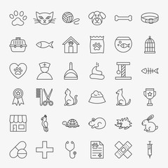 Pet Vet Line Icons Set