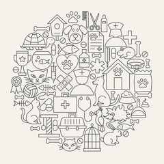 Vet Clinic Line Icons Circle