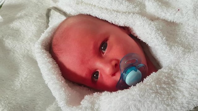 Newborn Baby Sucks Pacifier