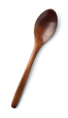Wooden spoon on the white isolated background