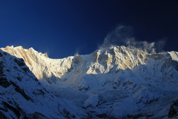 Fototapeta na wymiar Annapurna I Main 8,091 m (26,545 ft), Annapurna Massif, Himalayas, Nepal 