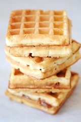 Delicious fresh waffles stuffed with condensed milk