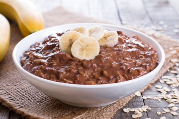 Chocolate oatmeal with banana