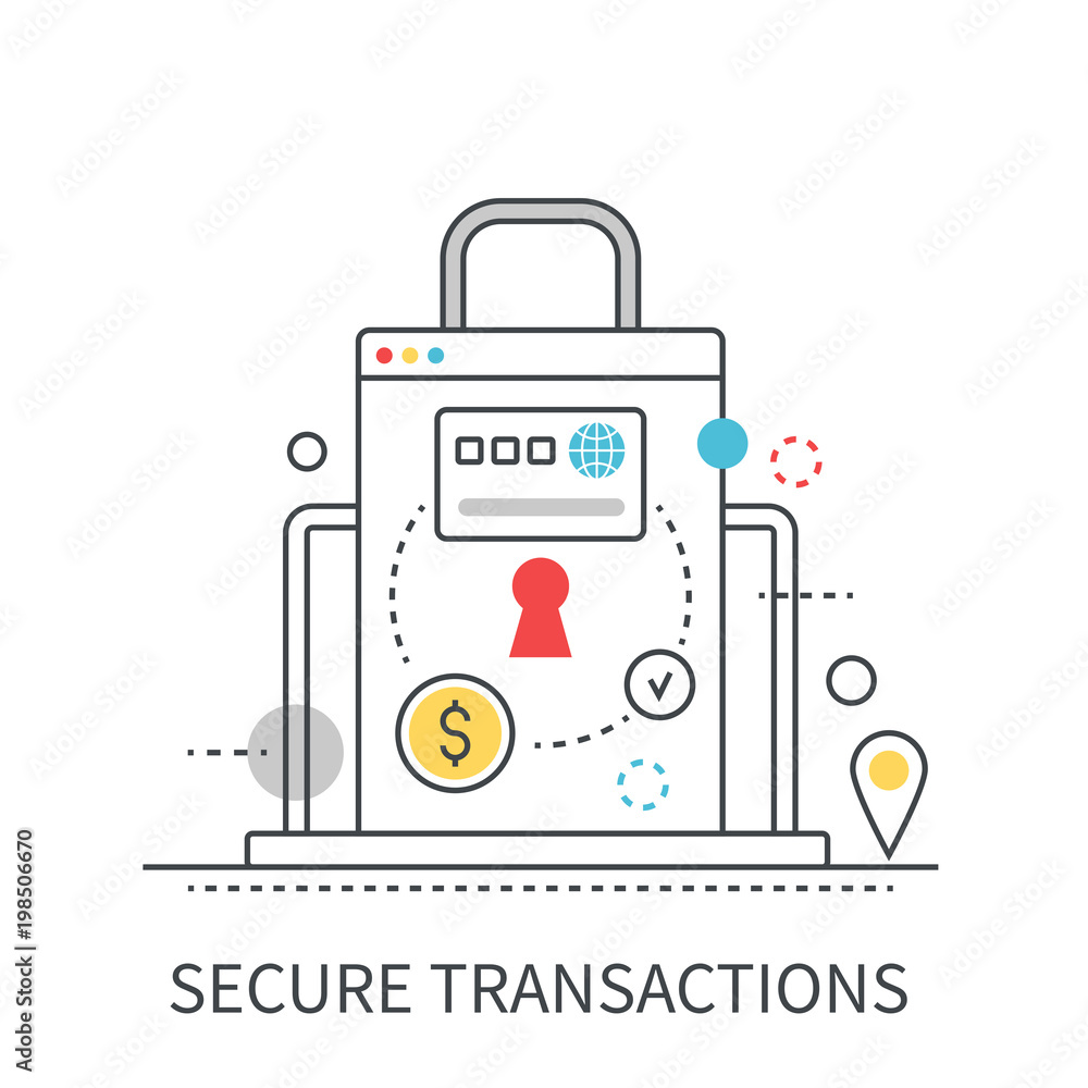 Poster secure transactions modern vector concept