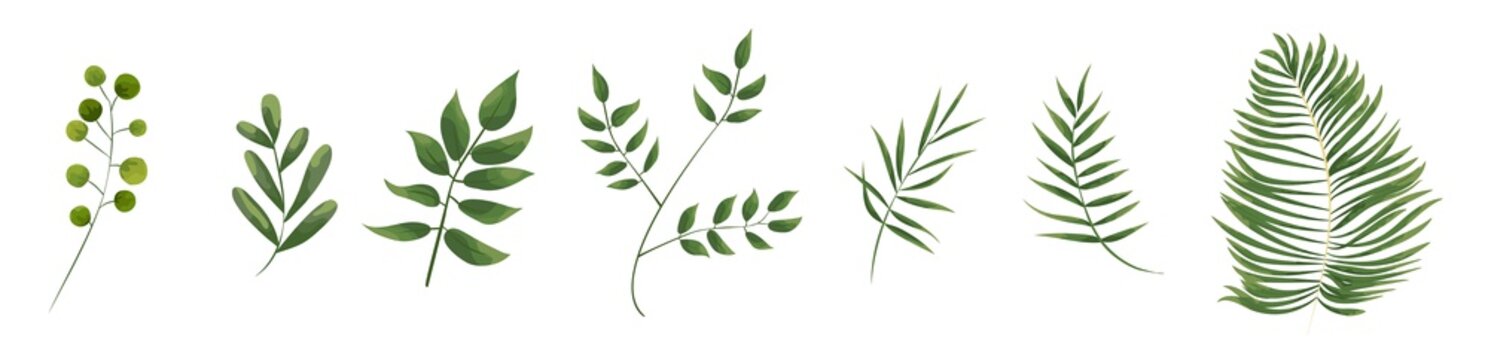 green leaves in the style of watercolor