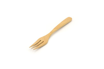 wood fork isolated on white background