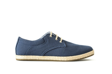Blue canvas sport shoe isolated whitebackground