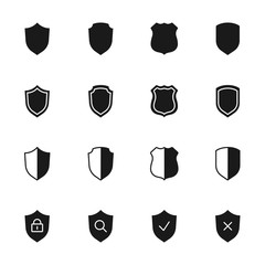 Shields silhouettes icons set