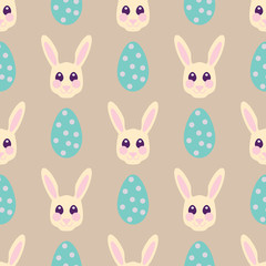 Beige and blue Easter seamless pattern