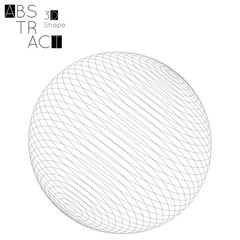 Abstract 3D wireframe geometric shape isolated on white background. 3D sphere