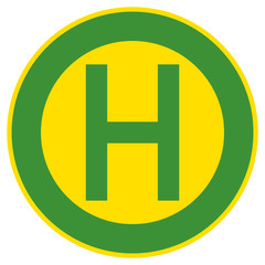 gz64 GrafikZeichnung - german: Bushaltestelle - H Zeichen 224 - Illustration - english: bus stop - xxl g5949