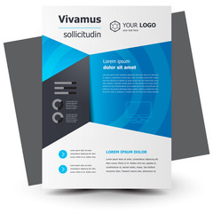 Flyer brochure design template geometric theme blue color