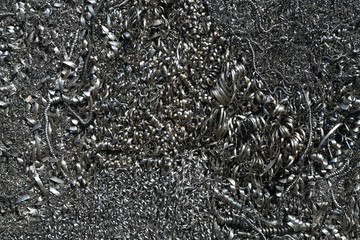 Closeup twisted spiral steel shavings