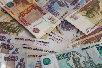 Russian money. Banknotes 500 rubles, 1000 rubles, 5000 rubles