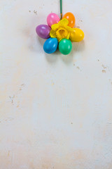 Easter colorfull eggs. Light background. Isolated.