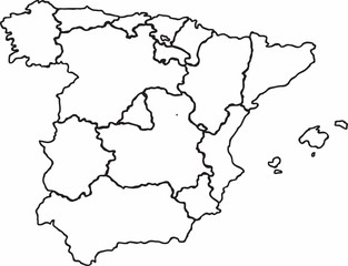 Fototapeta na wymiar Freehand Spain map sketch on white background.