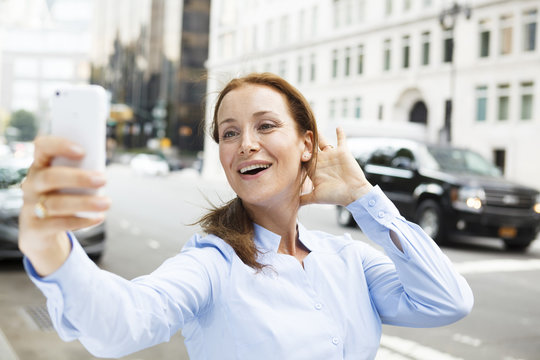 Selfie Happy Mature Woman