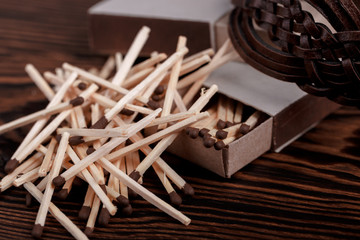 Matches in open match box