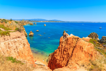 Beautiful view of Praia do Camilo beach, Algarve region, Portugal