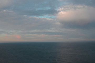 Black sea evening Beautiful sky in sunset. Dark sea.