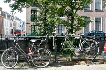 Fototapeta na wymiar bike and demolished bike,parked at bridge