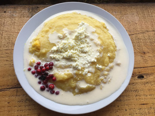Ukrainian cuisine dish banosh. National dish of Transcarpathia, Ukraine.
