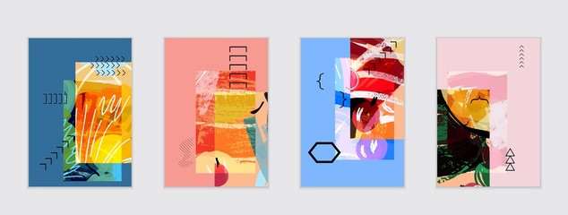 Set of artistic abstract universal card templates