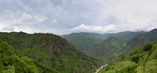 mountain road among the canyon in the spring