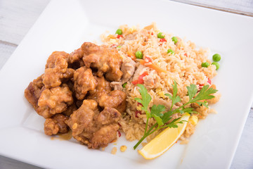 orange chicken with fried rice